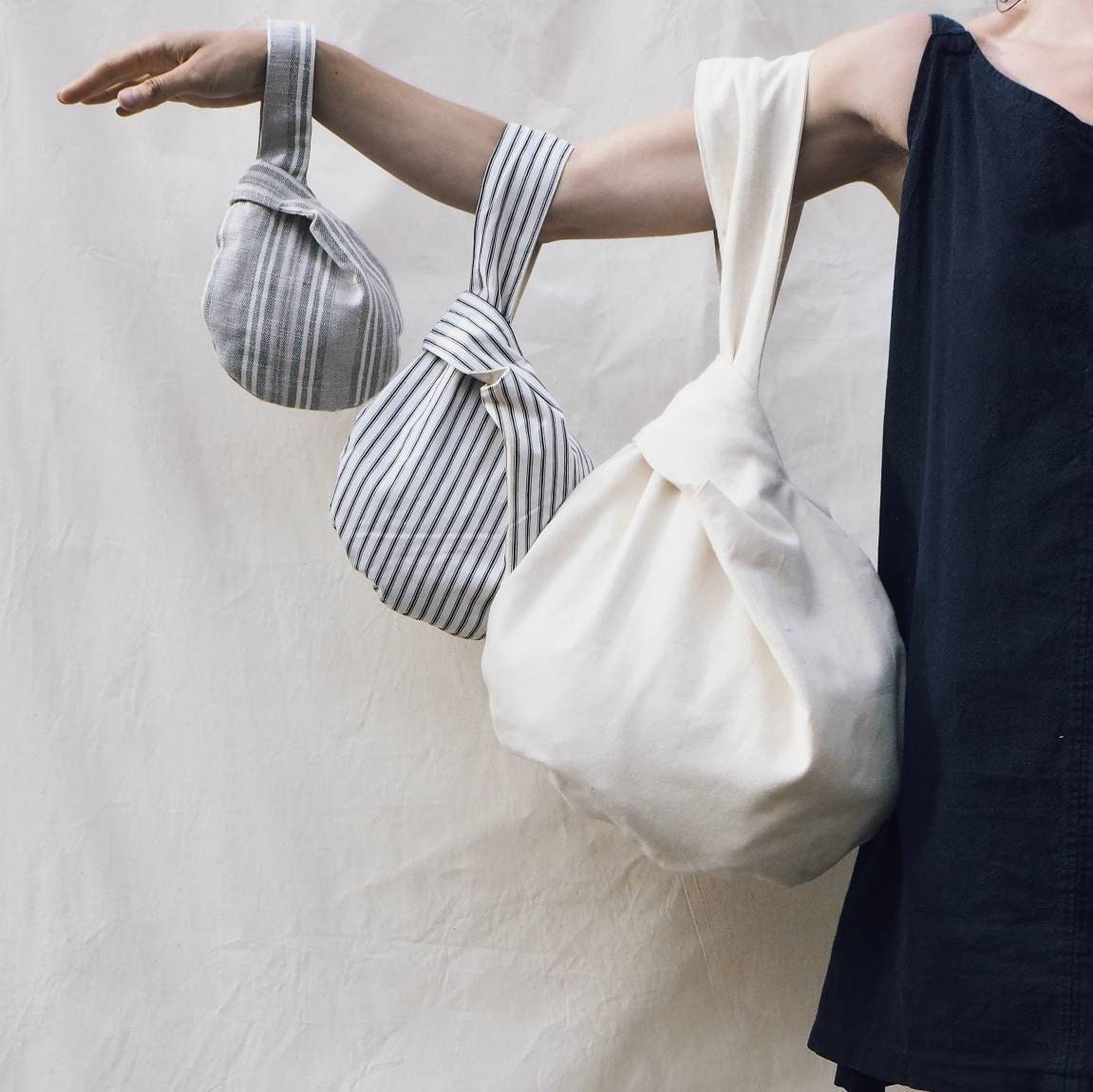 Three Sizes of Knot Bag | PDF Sewing Patterns with Tutorial | Small Medium & Large | Japanese Knot Bag Pattern | Wrist Bag | Reversible