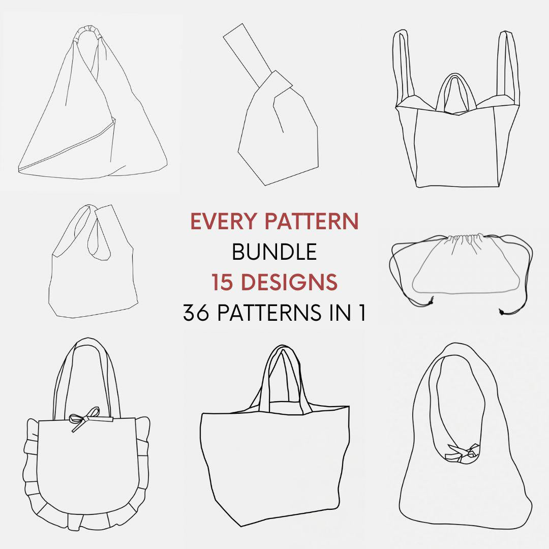 36 Patterns in 1 | 15 Different Designs | Bag Pattern Bundle | PDF Sewing Patterns with Tutorial | The Bestselling Bag Patterns in One