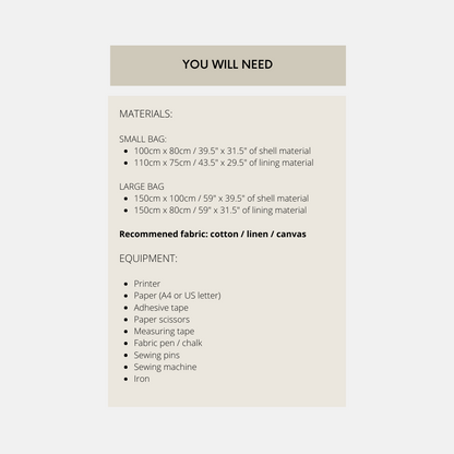 Utility Tote PDF Pattern (2 Sizes)